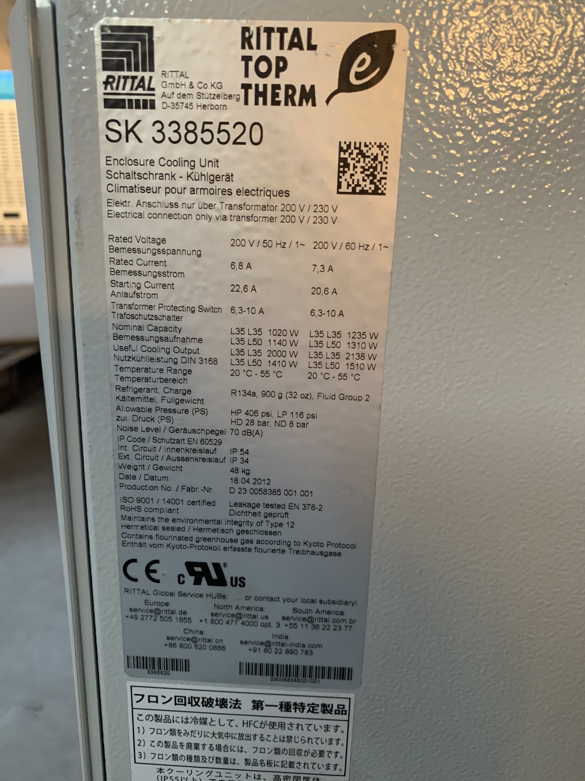 Điều hòa tủ điện Rittal SK3385520